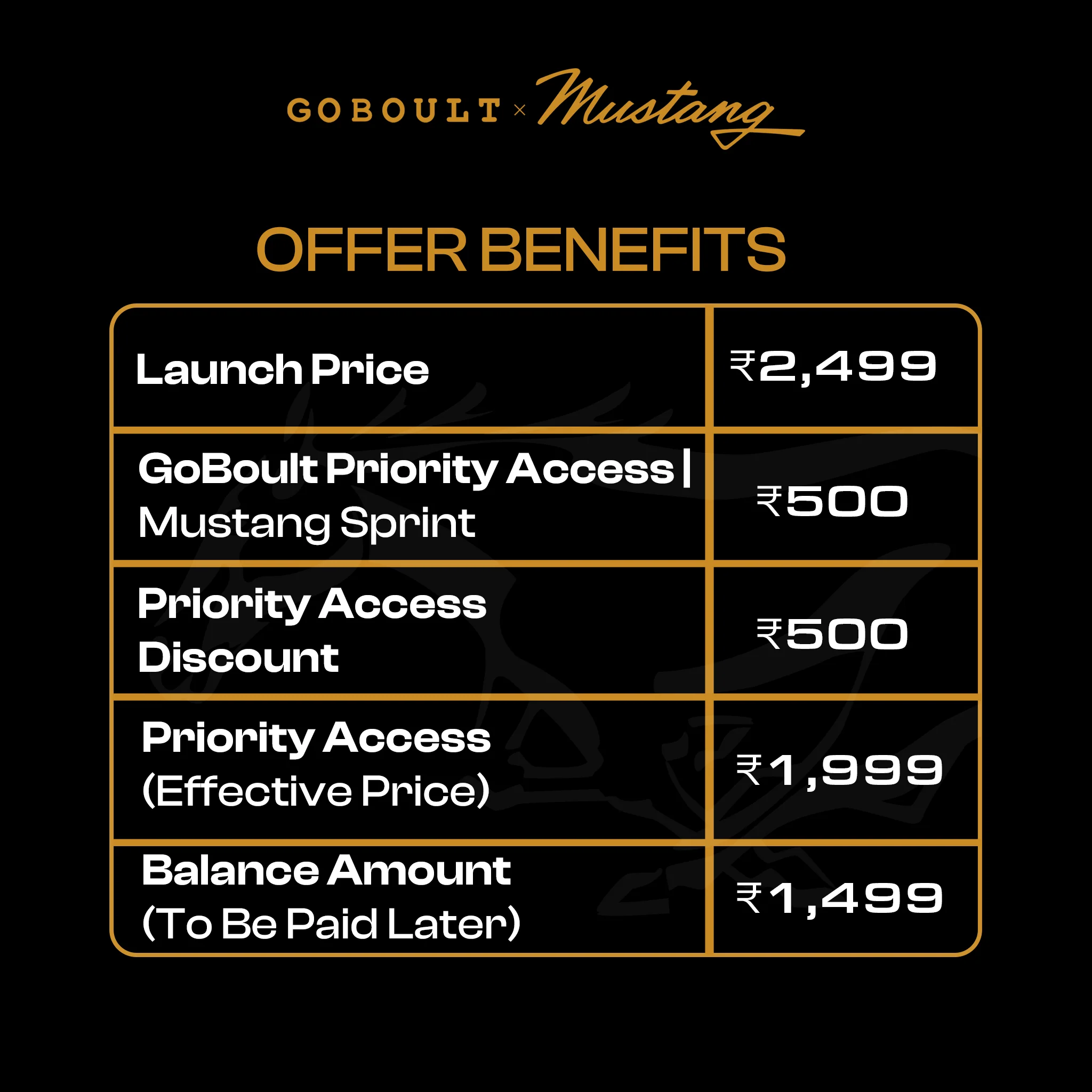 GoBoult Priority Access | Mustang Sprint Turbo Yellow